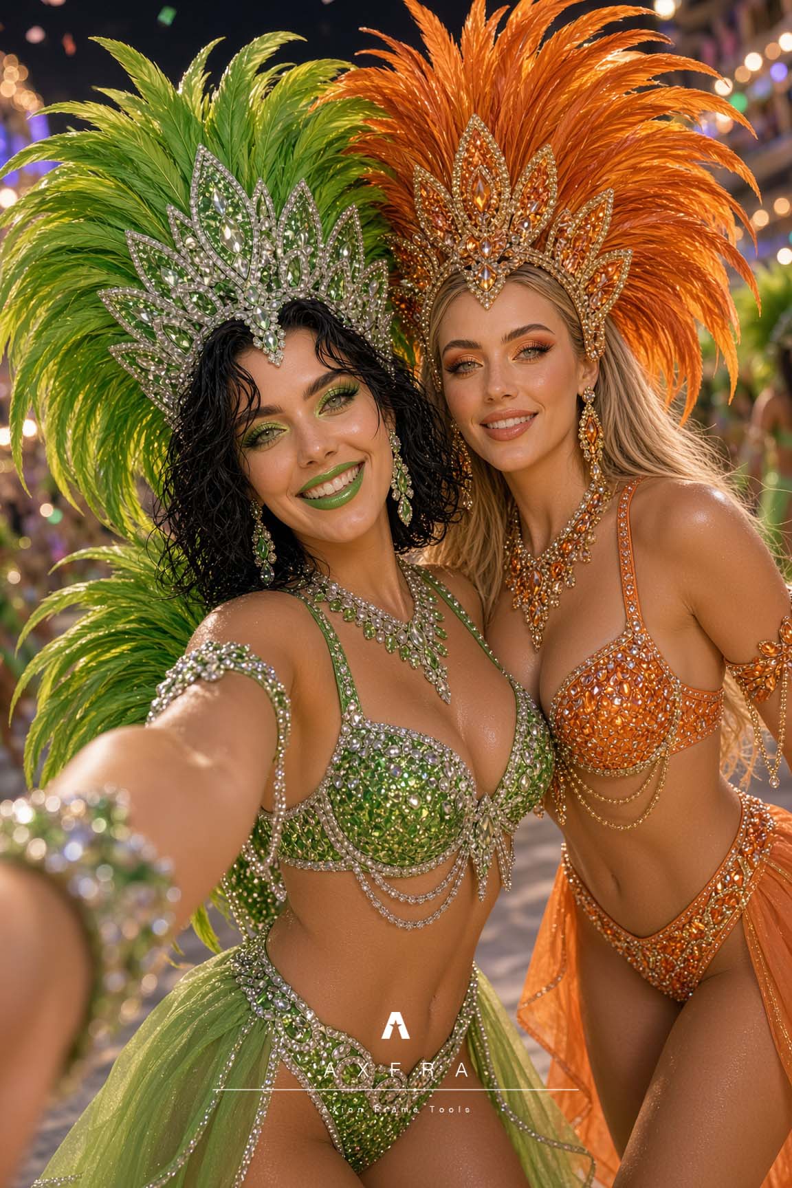 Dotsy y Mara juntas en la recreación ficticia del Carnaval de Río de AXFRA