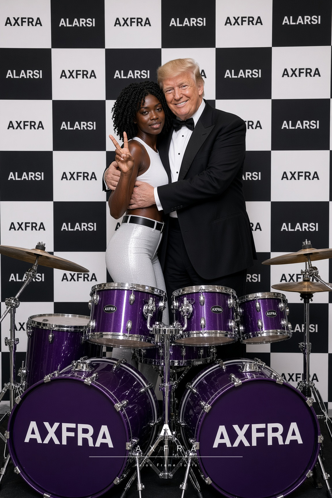 Amina y Donald Trump en escena ficticia creada con IA