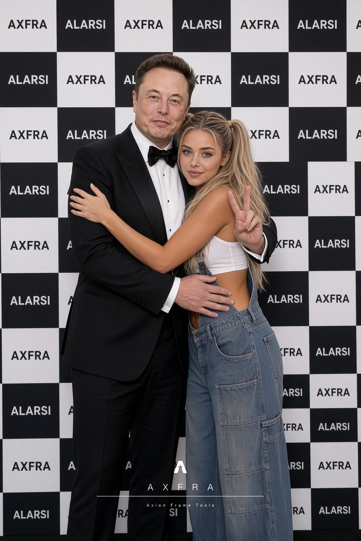 Paulina y Elon Musk en escena ficticia creada con IA