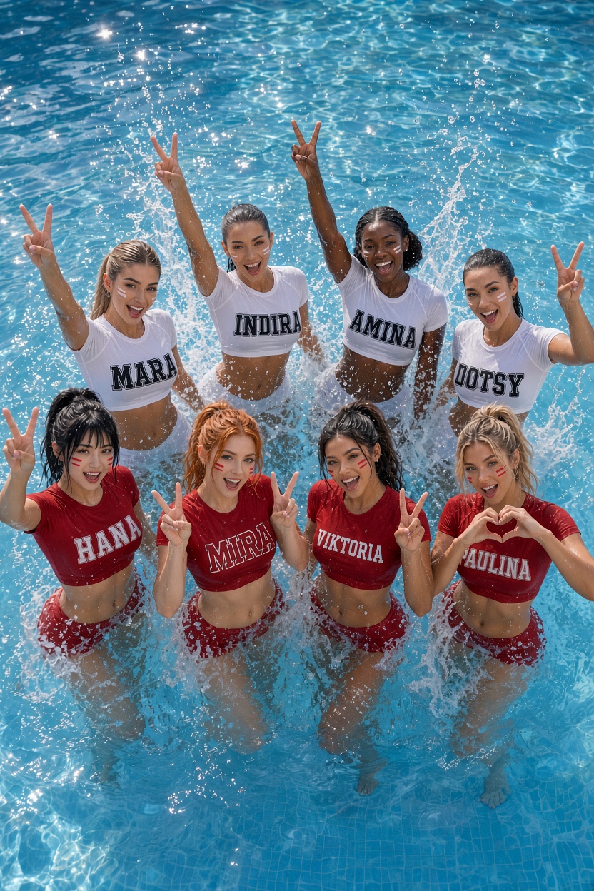 Juntas en la piscina