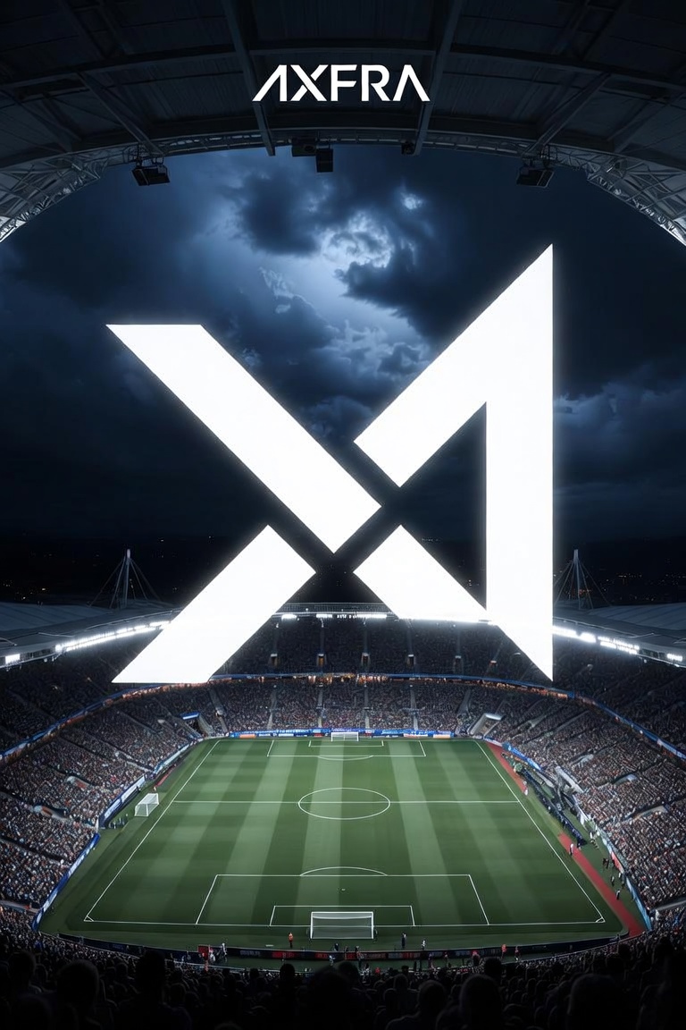 Estadio de fútbol AXFRA iluminado, con graderías y campo preparado para Soccer Play