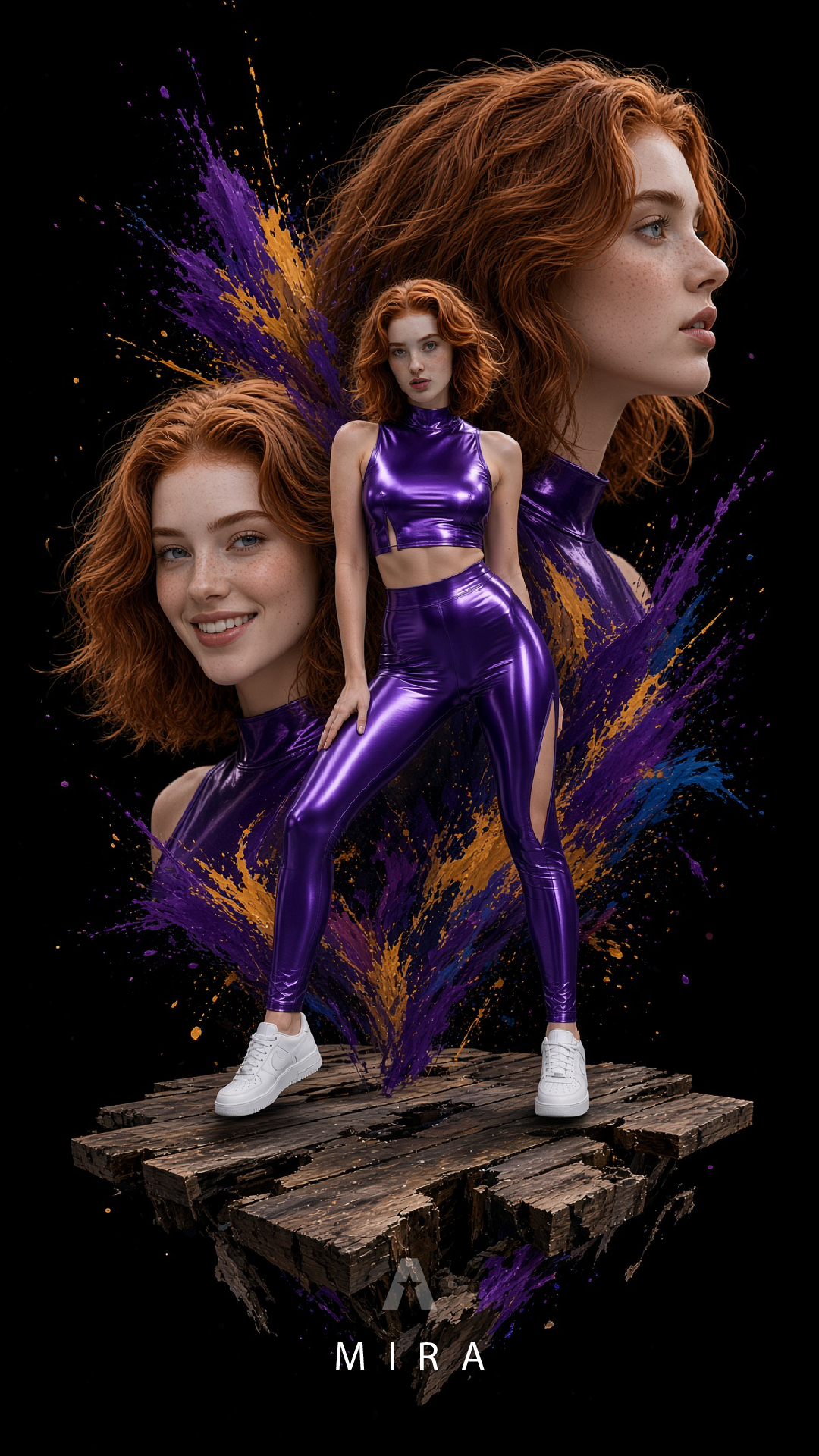 Referencia visual de Mira con figura de cuerpo entero y elementos visuales de referencia.